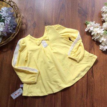 Áo thun cotton ren ống tay